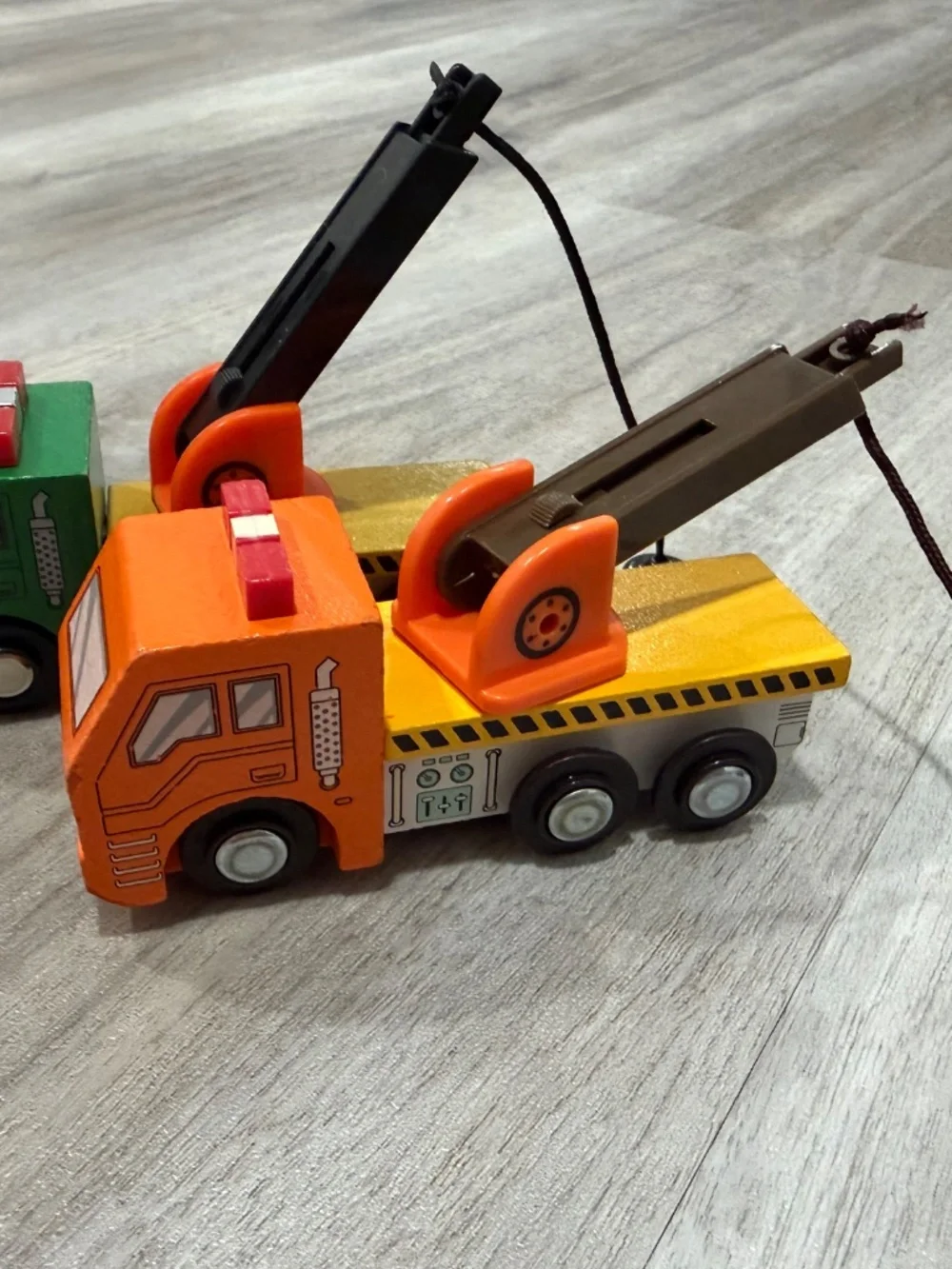 Battat Wood & Wheels Wooden Tow Crane Trucks Lot of 2